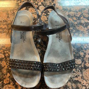 Naot Black Wedge Sandals - Women's